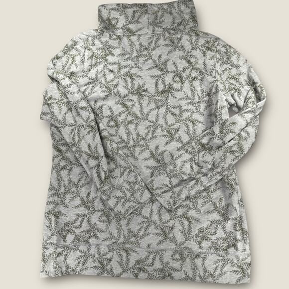 L.L.Bean Womens L Tunic Pullover Cowl Neck Green Pine Print - Picture 5 of 5